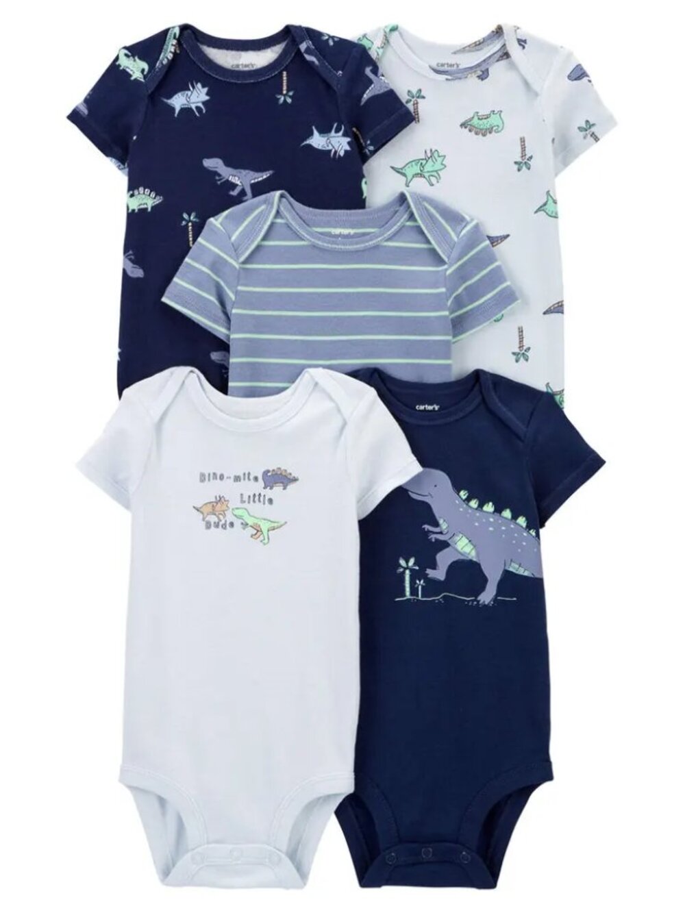 Pack of 5 Carter's Short Sleeve Bodysuits - Blue 9m NWT